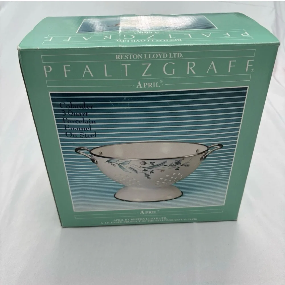 NIB Pfaltzgraff April Flowers Enamel Colander Strainer